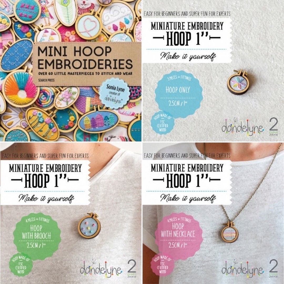 Dandelyne Miniature Embroidery Hoop Pack 1/2.5cm ROUND Mini Hoop Kit