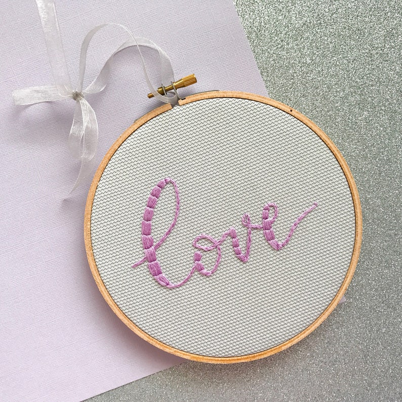 Love Embroidery Hoop Art, Love Embroidery Art, Modern Embroidery, Hand Embroidered, Home Decor, Wedding Anniversary Gift House Warming Gift image 7