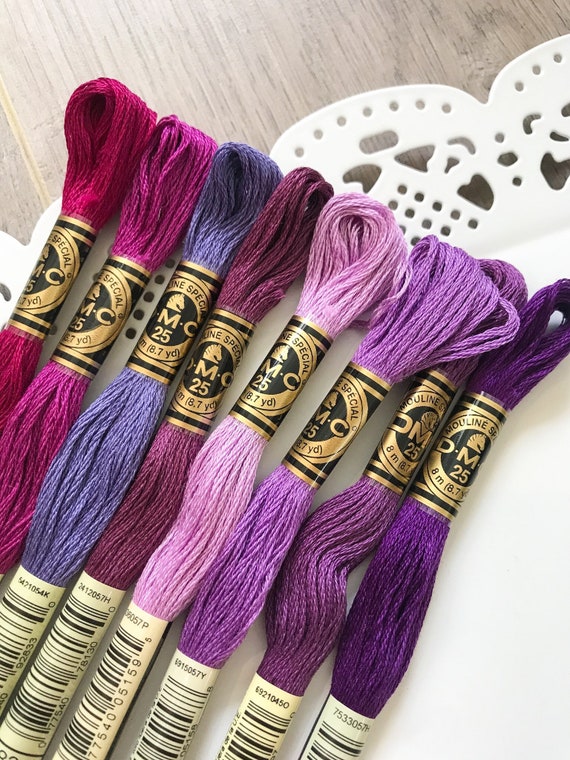 PURPLE Embroidery Floss Set DMC Embroidery Thread Collection Floss Kit for  DIY Hand Embroidery Cross Stitch Friendship Bracelets Appliqué 