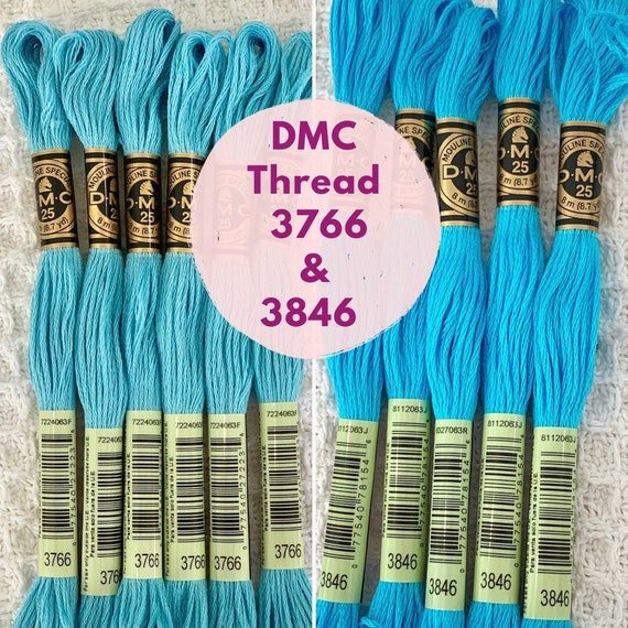 Blue DMC Embroidery Stranded Cotton Floss DMC 3766 & DMC 3846