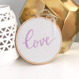 Love Embroidery Hoop Art, Love Embroidery Art, Modern Embroidery, Hand Embroidered, Home Decor, Wedding Anniversary Gift House Warming Gift image 2