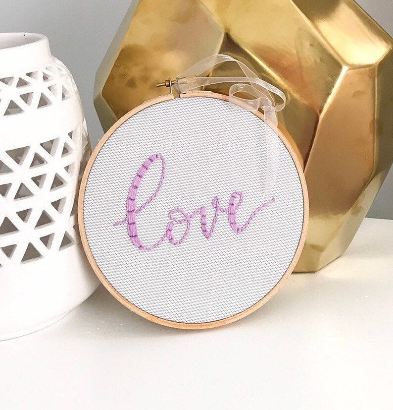 Love Embroidery Hoop Art, Love Embroidery Art, Modern Embroidery, Hand Embroidered, Home Decor, Wedding Anniversary Gift House Warming Gift image 2