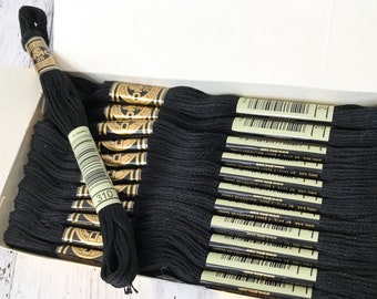 DMC 310 Black Embroidery Floss. 2 or 3 Skein Pack Black Cotton Thread for  Hand Embroidery Cross Stitch Sewing Beading 