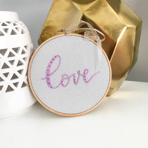 Love Embroidery Hoop Art, Love Embroidery Art, Modern Embroidery, Hand Embroidered, Home Decor, Wedding Anniversary Gift House Warming Gift image 4