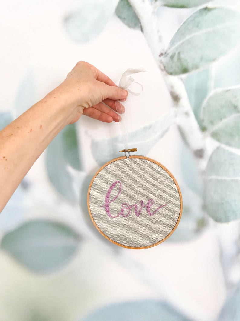 Love Embroidery Hoop Art, Love Embroidery Art, Modern Embroidery, Hand Embroidered, Home Decor, Wedding Anniversary Gift House Warming Gift image 5