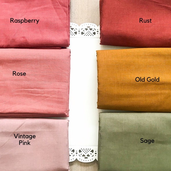 Solid Colour Cotton Linen Fabric - Half Meter | Linen blend, Add to Craft Kit DIY Sewing, Embroidery Fabric Rust Dusty Pink Rose Sage Rust