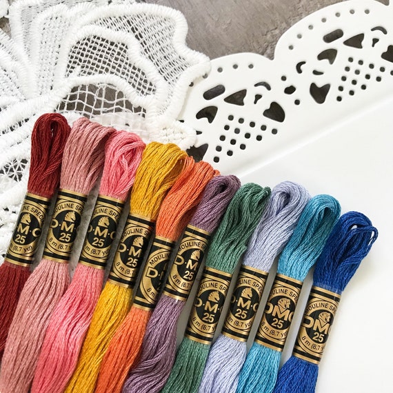 VINTAGE VIBES Embroidery Floss Set Pack of 10 DMC 6 Strand Embroidery  Thread, Beginner Embroidery Diy Craft Kit for Adults, Cross Stitch 