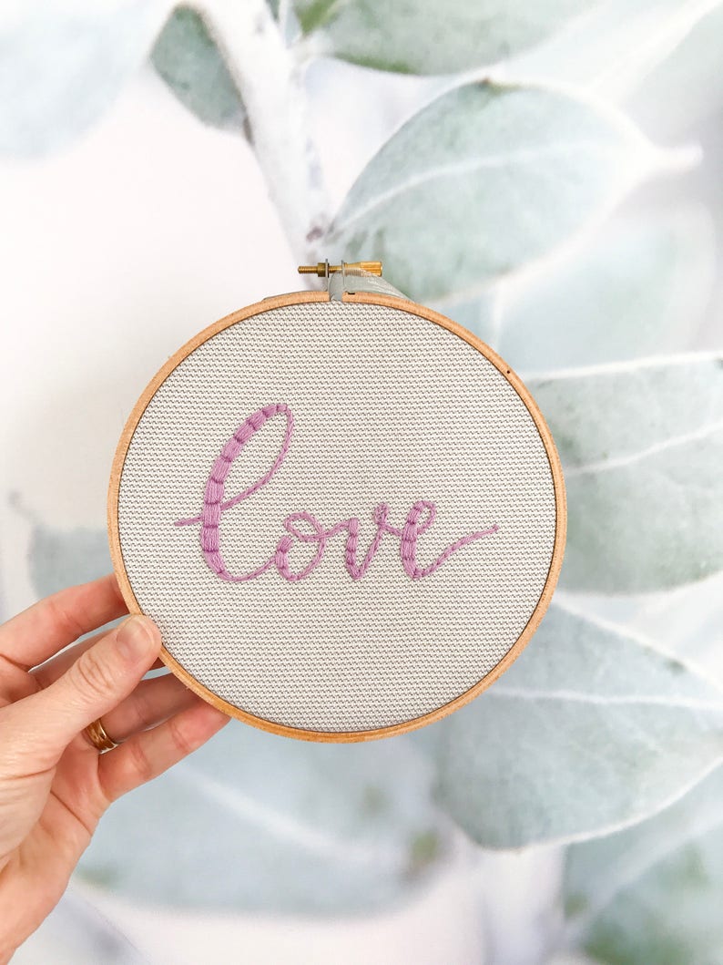 Love Embroidery Hoop Art, Love Embroidery Art, Modern Embroidery, Hand Embroidered, Home Decor, Wedding Anniversary Gift House Warming Gift image 3