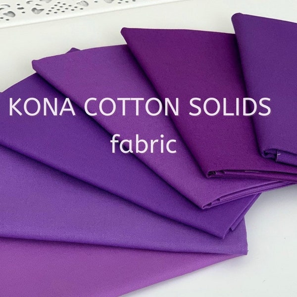 KONA Cotton Dark Purple Lavender Palette FAT QUARTER bundle from Robert Kaufman - 6 fabrics, Lavender Fields Solids cotton collection