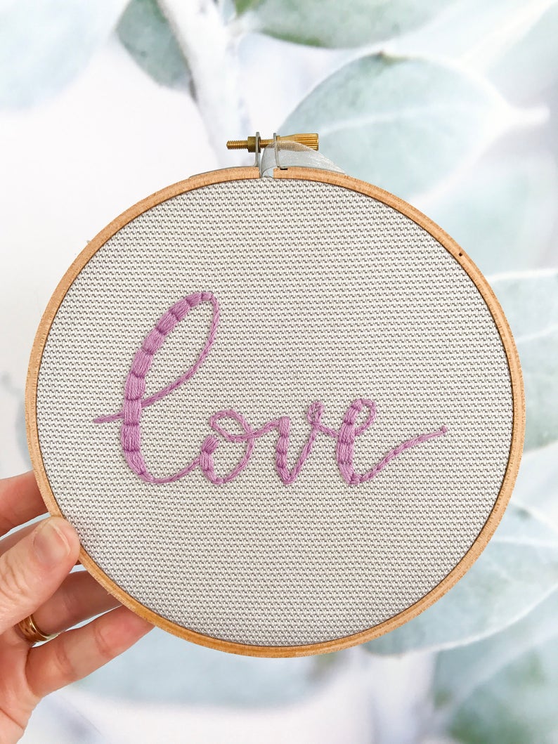 Love Embroidery Hoop Art, Love Embroidery Art, Modern Embroidery, Hand Embroidered, Home Decor, Wedding Anniversary Gift House Warming Gift image 9