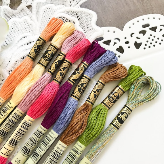 SUMMER FLOWERS Embroidery Floss Set DMC Embroidery Thread Collection Floss  Kit for Hand Embroidery Cross Stitch Friendship Bracelets 