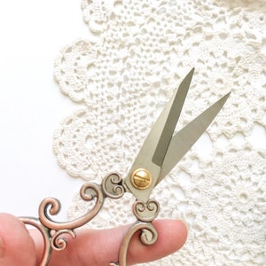 Antique Vintage Design Scissors Aged Bronze. Filigree Embroidery Scissors. Stainless Steel Sewing & Cross Stitch Scissors Bronze Scissors image 7