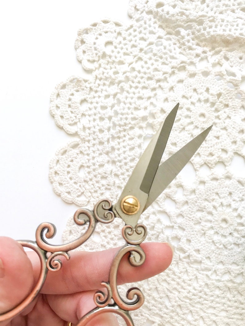 Antique Vintage Design Scissors Aged Bronze. Filigree Embroidery Scissors. Stainless Steel Sewing & Cross Stitch Scissors Bronze Scissors image 7