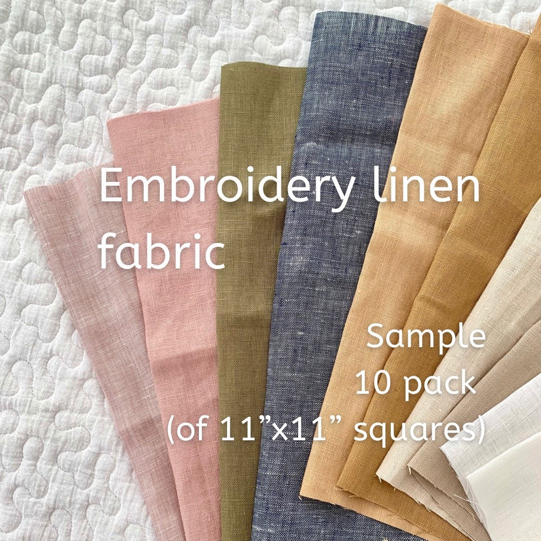 Embroidery Fabric, Natural Linen Curated Linen Bundle 10 Pieces, Hand Embroidery  Fabric, Linen Fabric Remnants, DIY Fabric for Crafts 