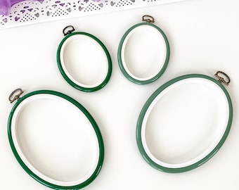 Mini Embroidery Hoops OVAL. Small Flexible Plastic Hoop. Flexi Hoop. DIY Christmas Gift Ideas Christmas Embroidery Frame Ornament Making