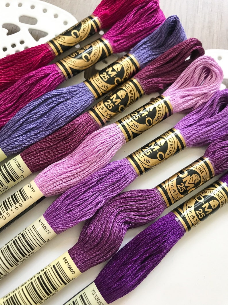 PURPLE Embroidery Floss Set DMC Embroidery Thread Collection Etsy