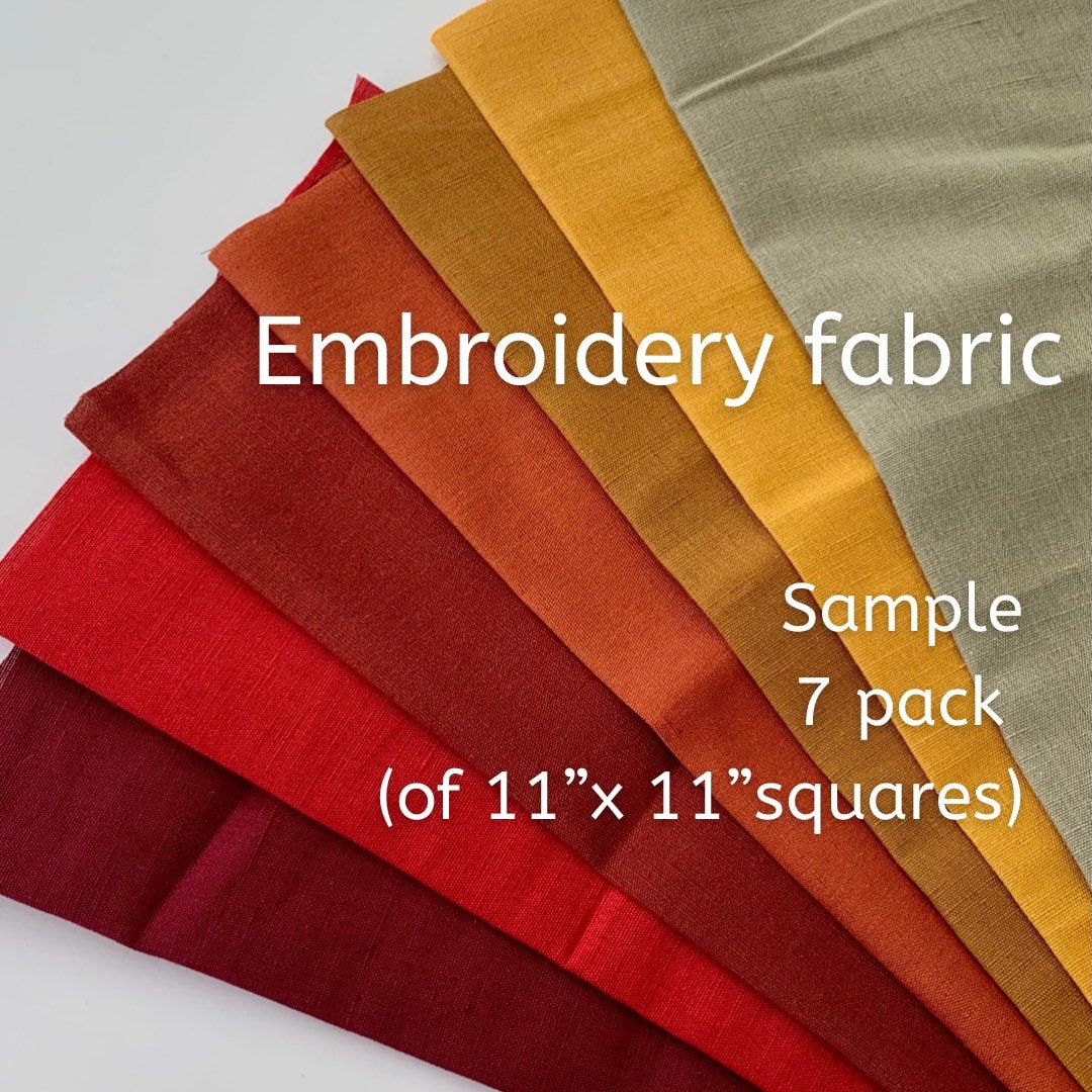 Embroidery Fabric 7 Sample Pack, Earth & Autumn Linen Fabric for Hand  Embroidery, Cotton Linen Blend Fabric Bundle, DIY Needlework Crafts 