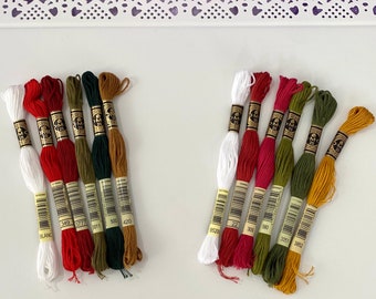 Christmas DMC Thread Packs | DMC Floss, 6 Skein Sets, DMC Embroidery Thread, Cotton Floss Diy Gift for Crafter Christmas Ornament Stitching