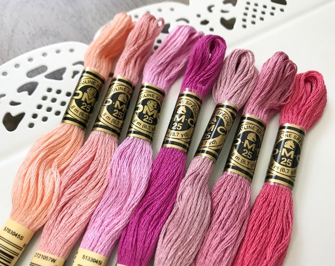 PINK Embroidery Floss Set DMC Embroidery Thread Collection Etsy