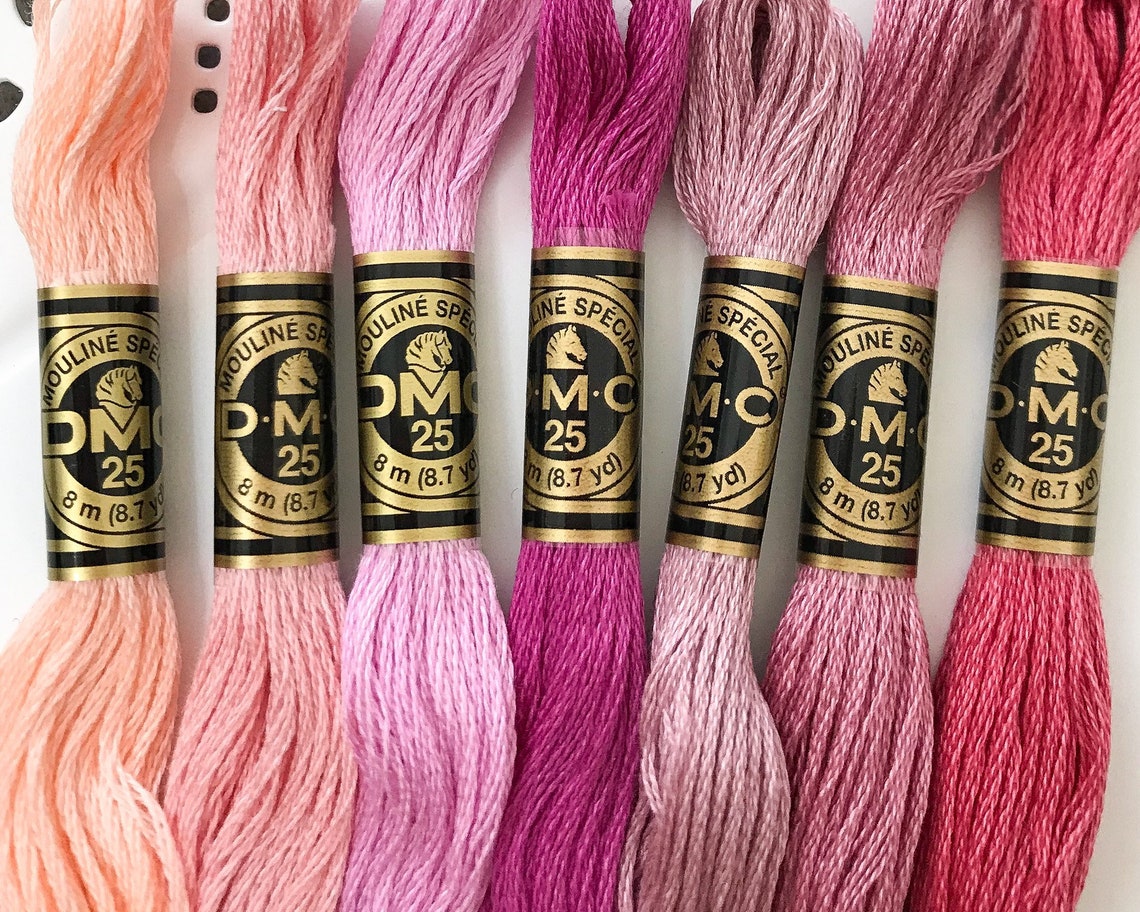 PINK Embroidery Floss Set DMC Embroidery Thread Collection Etsy
