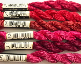 Size 5 DMC Pearl Cotton Thread Art. #115 - Red and Cranberry Shades | DMC Perle Size 5, Cross Stitch, Embroidery & Friendship Bracelet Floss