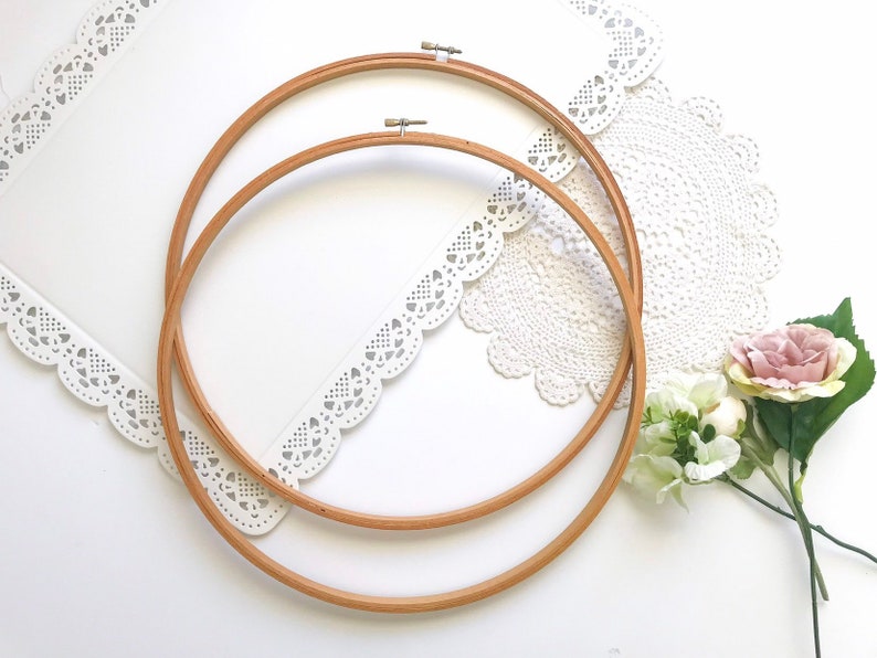 Embroidery Hoop 14 Vintage Hoops Large Round Wooden Image 0