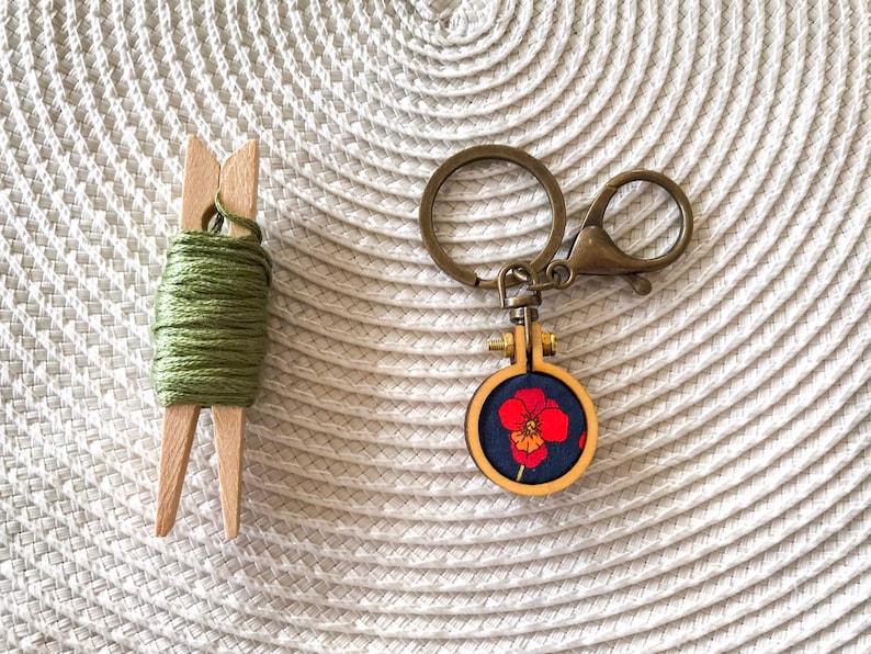 Remembrance Poppy KeychainKey Ring Liberty Art Fabric Red Poppy Bag Chain Red Poppies Rememberance Anzac Day