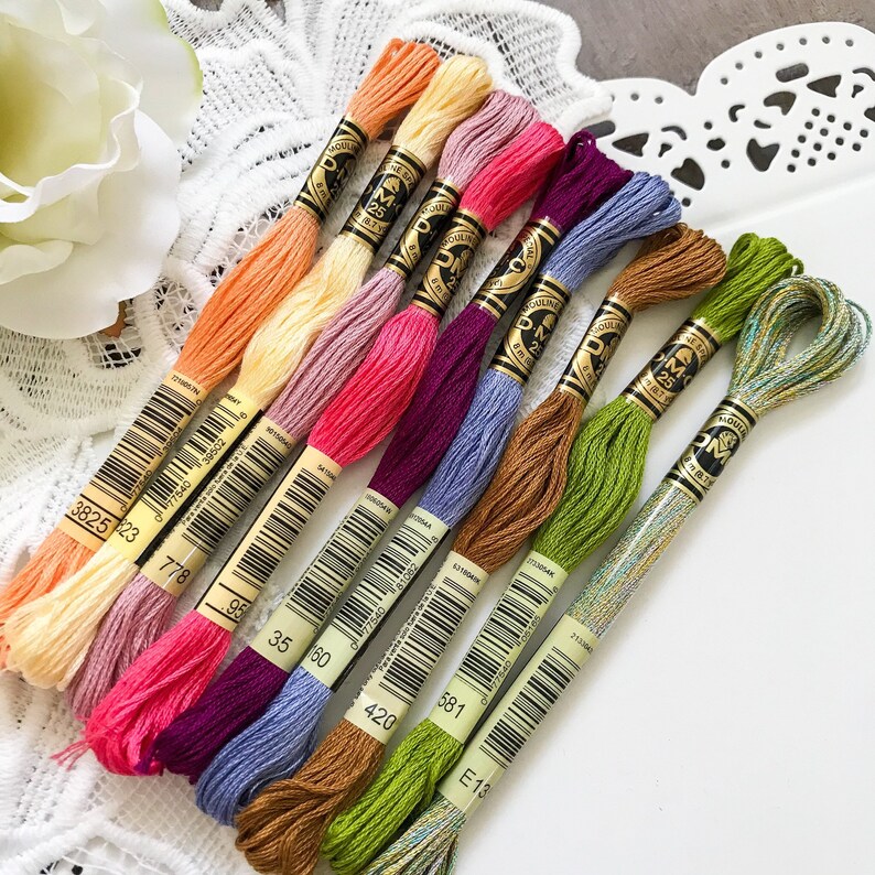 Summer flowers embroidery floss set dmc embroidery thread  etsy