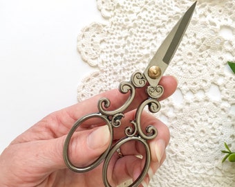 Grey Vintage Style Scissors, Embroidery Scissors, Sharp Scissors, Stainless Steel Antique Grey Scissors, Grey Vintage Snips, Craft Snips