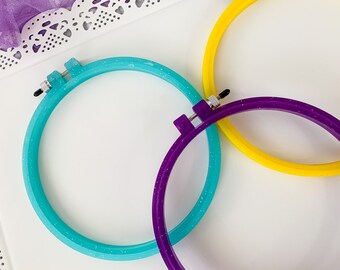 3 Lavender Plastic Embroidery Hoop