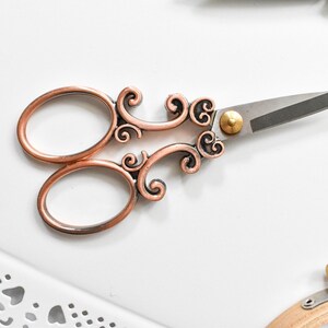 Antique Vintage Design Scissors Aged Bronze. Filigree Embroidery Scissors. Stainless Steel Sewing & Cross Stitch Scissors Bronze Scissors image 6