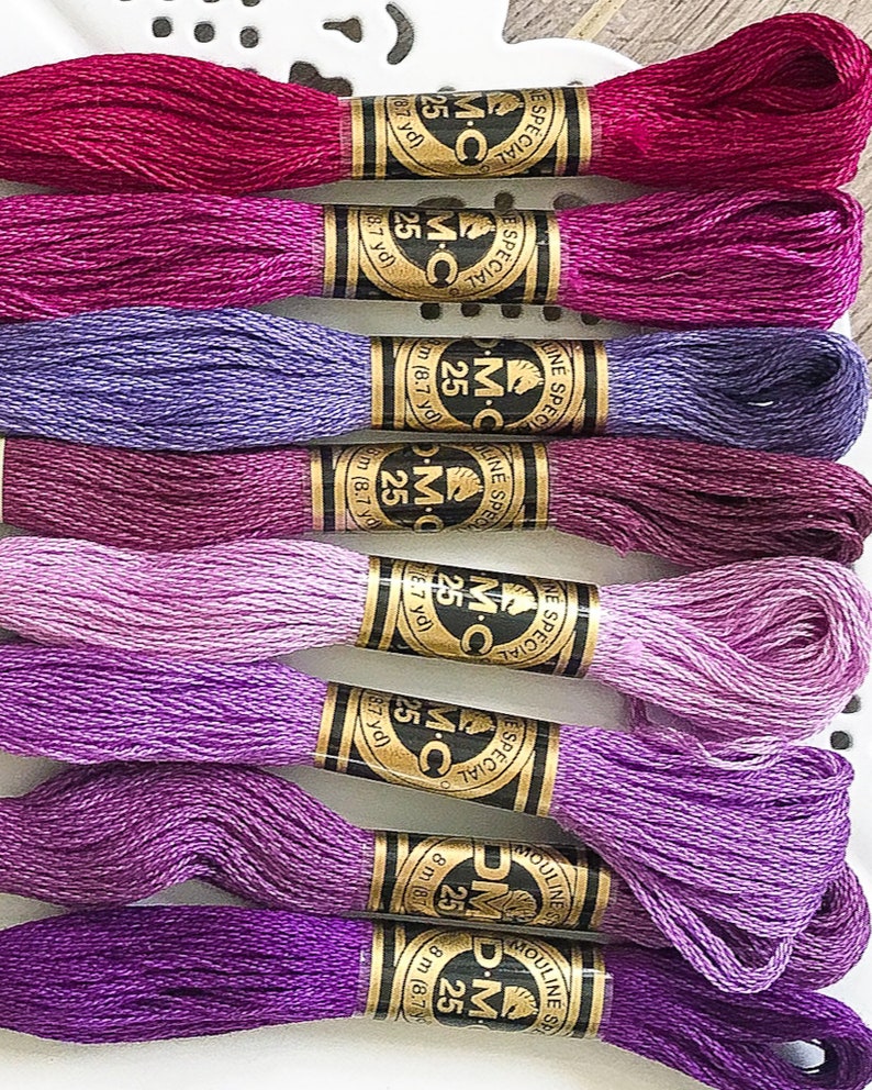 PURPLE Embroidery Floss Set DMC Embroidery Thread Collection Etsy