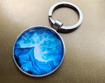 BLUE MOUNTAINS KEYCHAINS • bottle opener • gift for men for women • silver • camping hiking forest keychain • mens birthday • bag charm