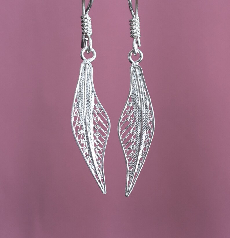 Filigree Earrings Dangling Wings Dangling Silver Wings Silver Delicate Silver Wings Filigree Sterling Fashion Exclusive Elegant x104