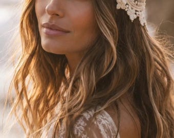 Casquete Julieta de encaje para novia boho
