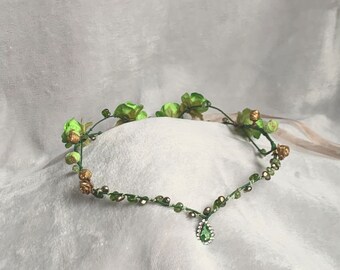 Corona de flores serie Elf/  verde bosque / comunión/ boda/ arras/  Tiara de hada / Corona de flores élfica