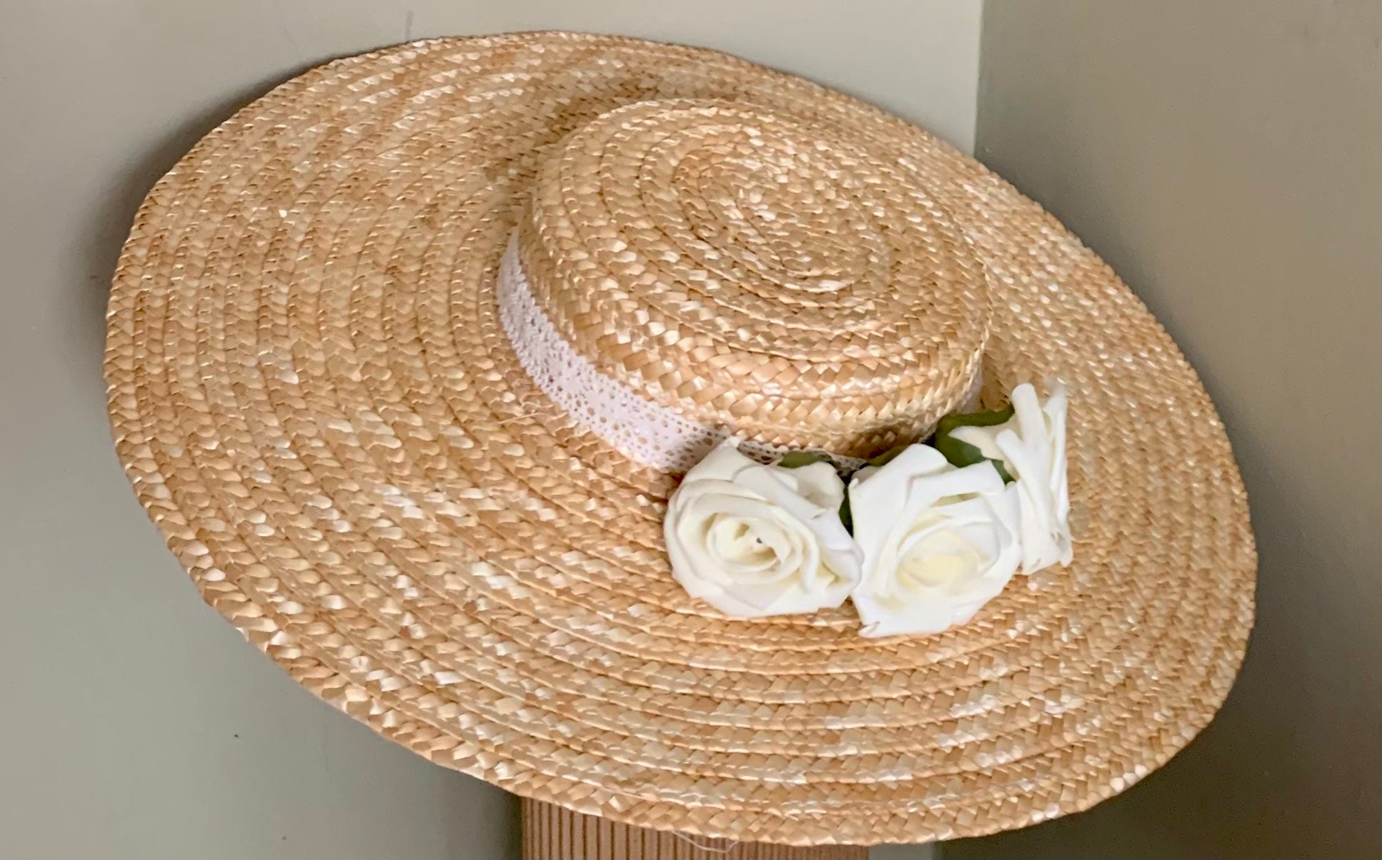 Pamela - wide brim boater with flowers