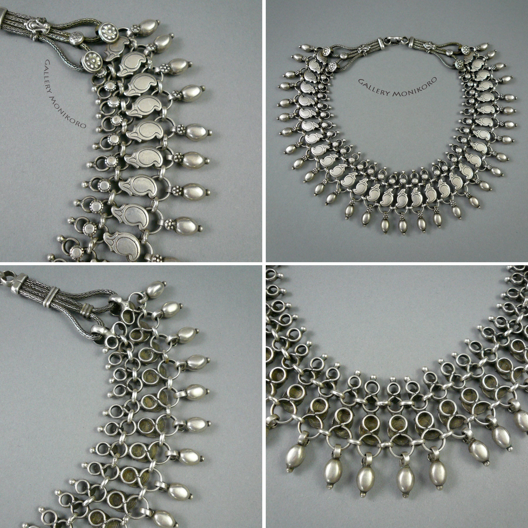 Old High Grade Silver Necklace From India. Vintage Indian Silver