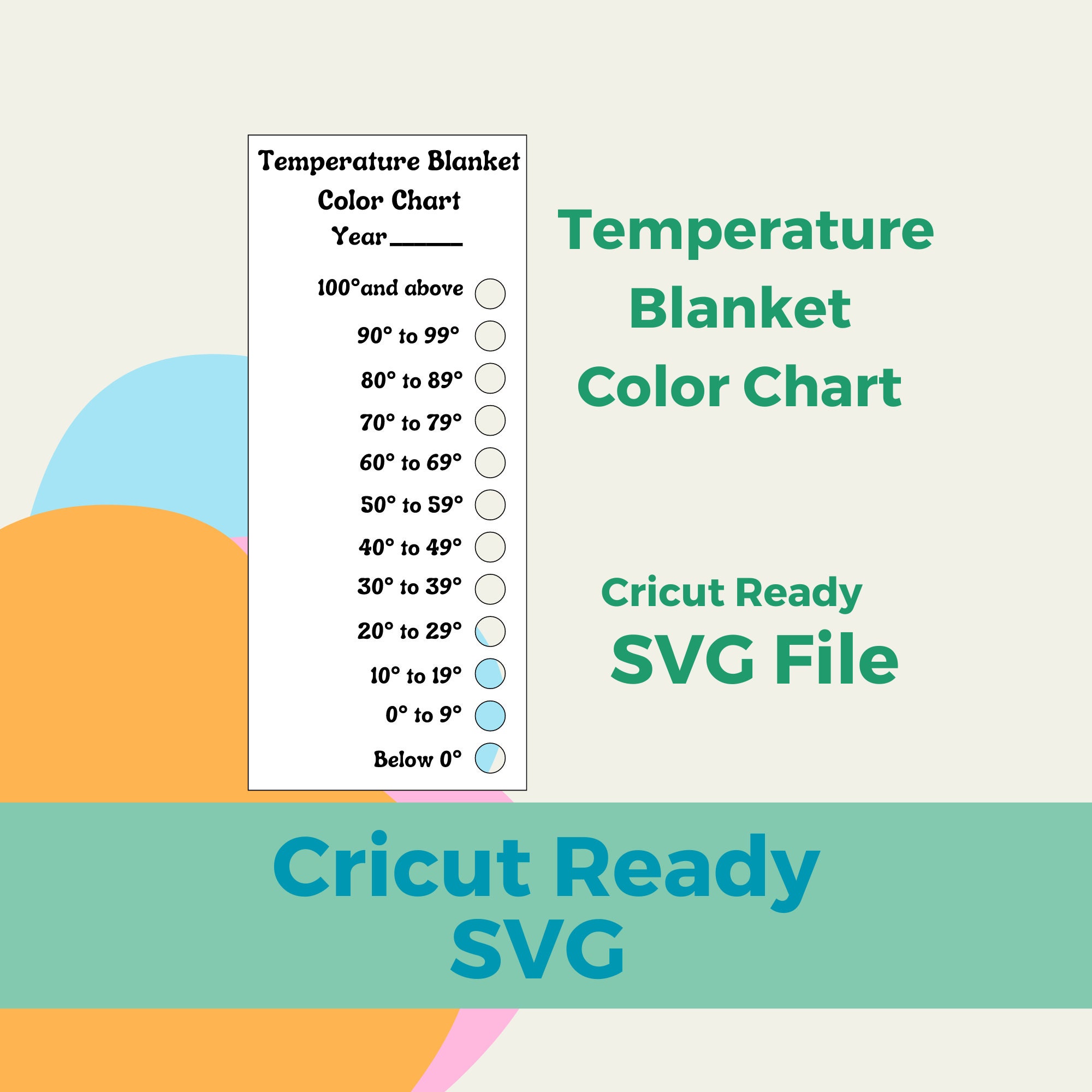 Temperature Blanket Color Chart FILE ONLY cricut Etsy
