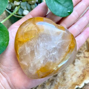 Gorgeous Yellow Hematoid Quartz aka Golden Healer Quartz heart from Madagascar, 8.21 oz./232 grams