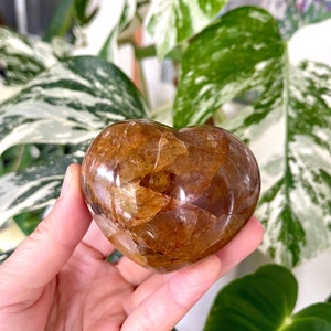 Amazing puffy deep Yellow Hematoid Quartz aka Golden Healer Quartz heart from Madagascar, 7.1 oz./202 grams