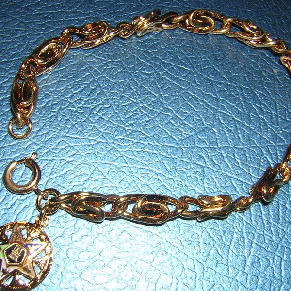 Bracelet w/Pendant Gold Plate? Masonic EASTERN STAR Women Masonic ! Ladies New-vintage 60s 70s