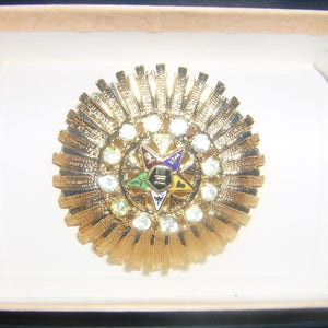 Broszka/Przypinka STARBURST Złota? OES Masonic Ladies NOWA vintage >>l@@k Zamów Eastern Star Women 'sprawdź to'