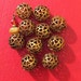 Antique Gold 10mm Round Ball Heart Design Metal Alloy Spacer Beads set of 9 woven