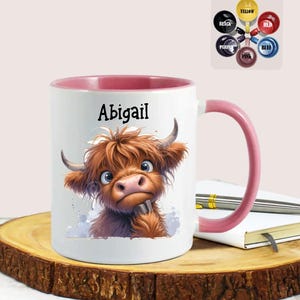 Personalised Highland Cow Mug with Name, Scottish Cow Gift for Her, Custom Animal Lover Cup UK image 3