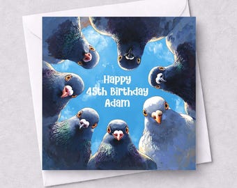 Personalised Pigeon Birthday Card, Funny Bird Lover Greeting, Custom Any Message