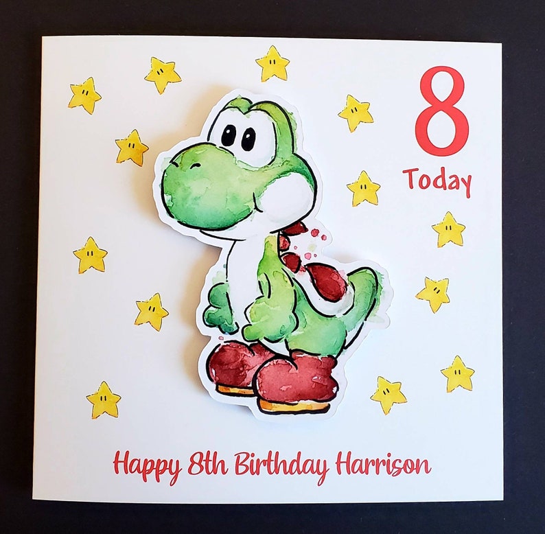 Yoshi Personalised Card wobble 3D birthday 18th 21st 30th 40th | Etsy