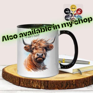 Personalised Highland Cow Mug with Name, Scottish Cow Gift for Her, Custom Animal Lover Cup UK image 14