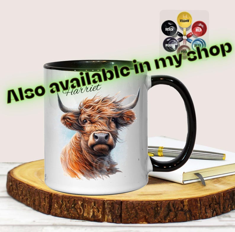 Personalised Highland Cow Mug with Name, Scottish Cow Gift for Her, Custom Animal Lover Cup UK image 14