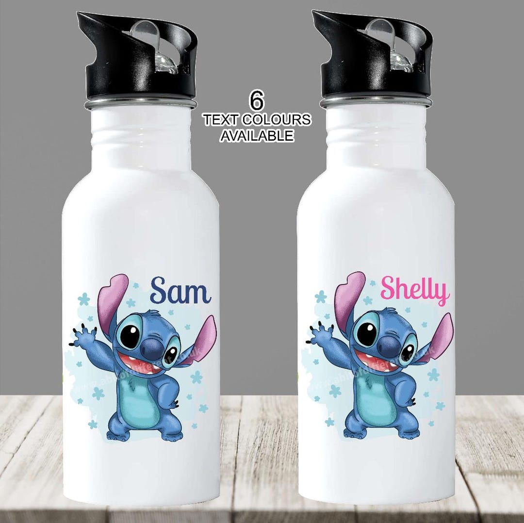Stitch Personalised Water Bottle , With Handle and Flip Straw Top , for ...